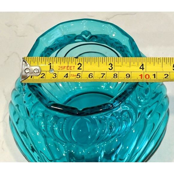 Fenton Teal Blue Caprice Swirl 5" Bowl/Vase - Picture 5 of 6